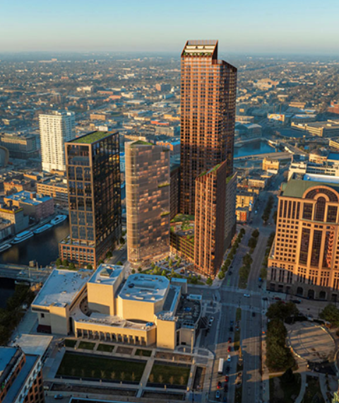 If it goes ahead as planned, the proposed development of Milwaukee’s Marcus Center for the Performing Arts will feature a 186.8