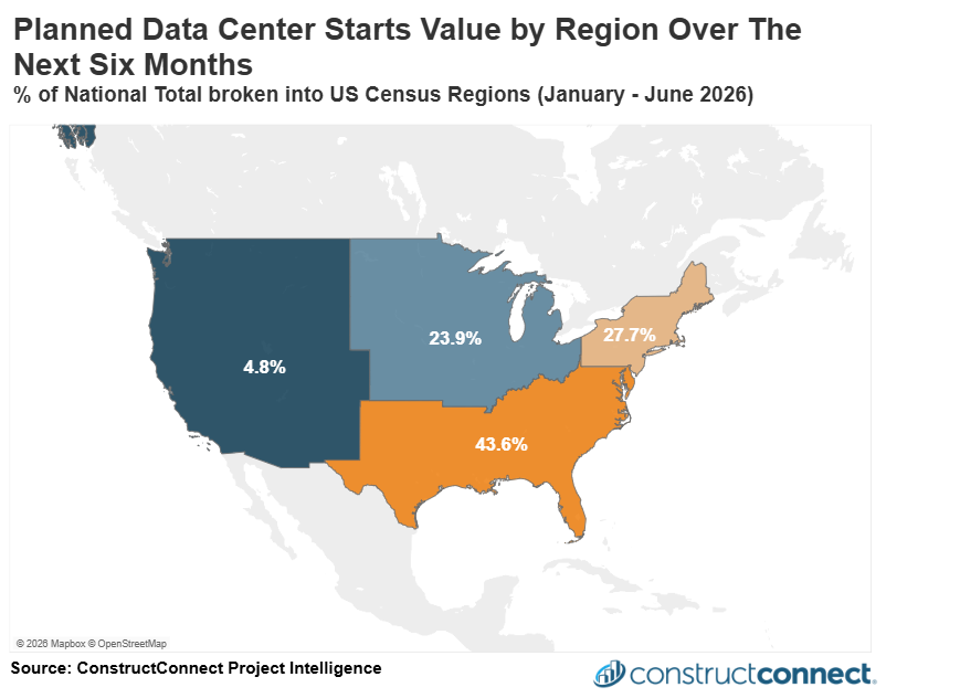 regional data center map constructconnect january 2026 data center report