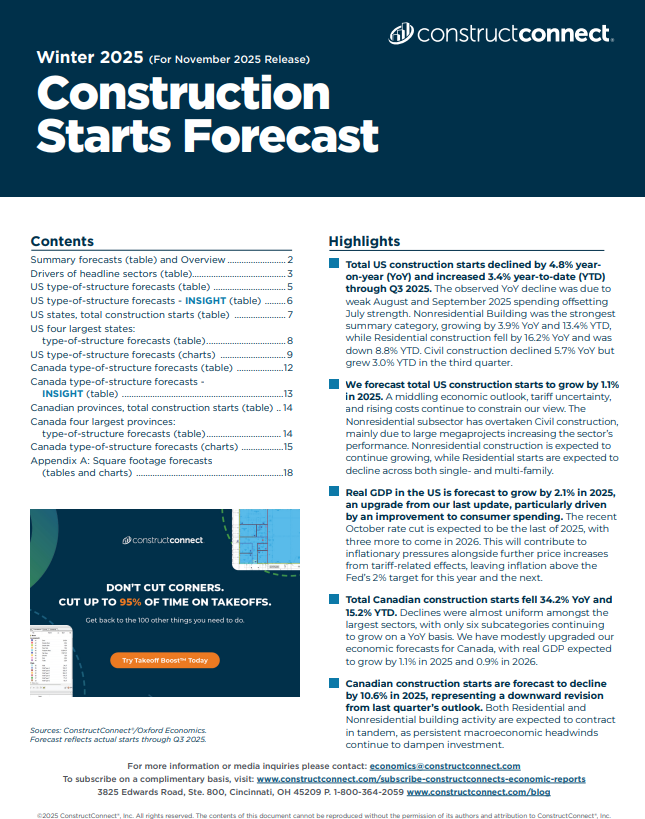 winter 2025 construction starts forecast image cover c 2025 constructconnect